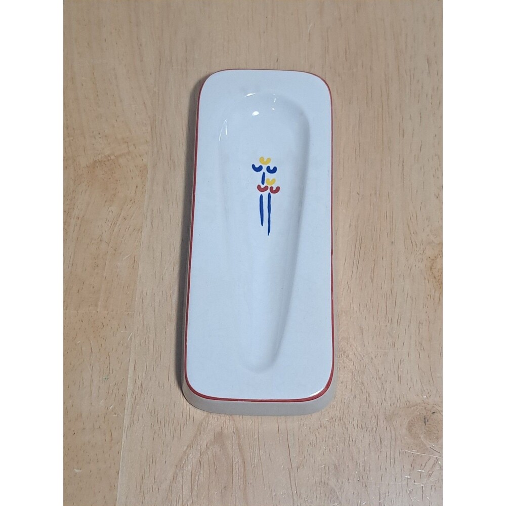 Vintage 1980's Riva Designs Tulips Japan Ceramic Spoon Rest 7" 3/8 Japan